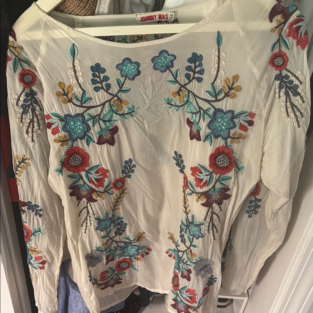 Johnny Was Women's Floral Embroidered Top - Cream